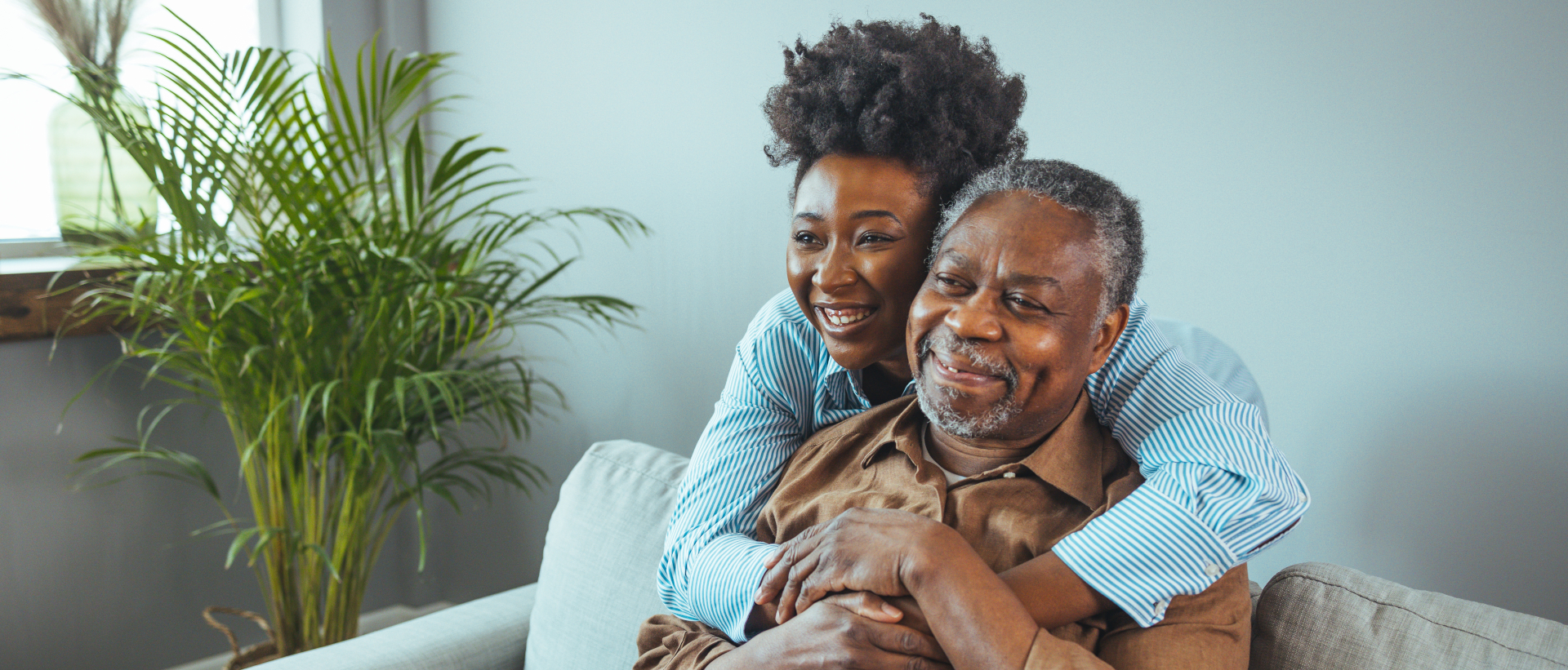 Adult,Daughter,Visits,Senior,Father,In,Assisted,Living,Home.,Portrait