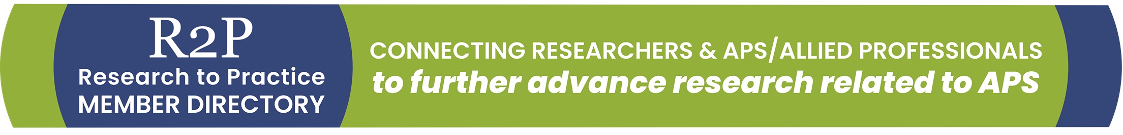 Navy and lime green header sting R2P Research to Practice Member Directory