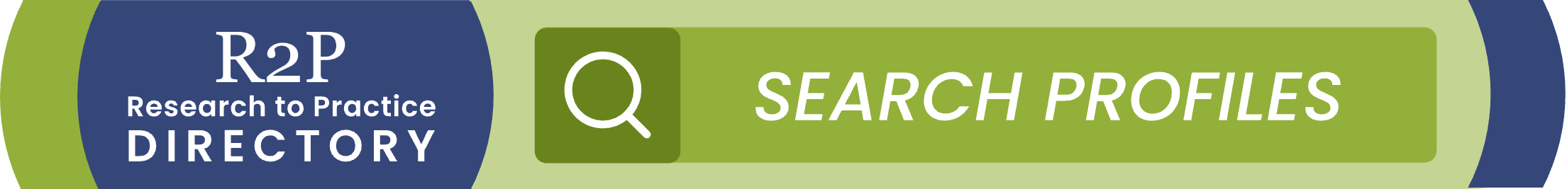 NAPSA- R2P - Search Bar Header Lime green and navy banner with white text that says, "R2P (Research to Practice) Directory. Connecting researchers & APS/allied professionals to advance APS-related research."